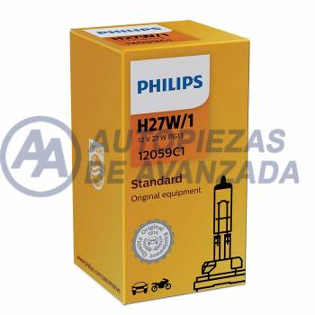 LAMPARA HALOGENA PHILIPS STANDARD H27W/1 12059 12V 27W PG13 (PRECIO CAJA UNIDAD) --- OEM 52854030