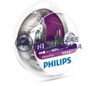 LAMPARA HALOGENA PHILIPS VISION PLUS H1 12258 VP 12V 55W P14 5S VISIONPLUS +60 LUZ (PRECIO BLISTER 2 UNIDADES) --- OEM 36322728 40778828