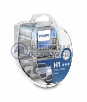 LAMPARA HALOGENA PHILIPS WHITE VISION ULTRA 4200K +60 H1/W5W 12258 WVU 12V (PRECIO SET) --- OEM 525028