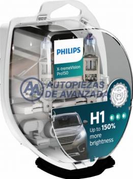 LAMPARA HALOGENA PHILIPS XTREMEVISION PRO H1 12258 XVP 12V 55W P14 5S- XTREMEVISION PRO +150 LUZ (BLISTER 2 UNIDADES) --- OEM 565628