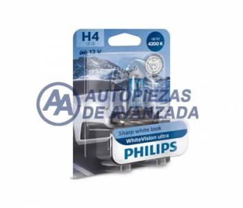 LAMPARA HALOGENA PHILIPS WHITE VISION ULTRA 4200K +60 H4 12342 12V 60/55W (PRECIO BLISTER UNIDAD) --- OEM 35489830