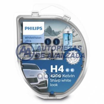 LAMPARA HALOGENA PHILIPS WHITE VISION ULTRA 4200K +60 H4 / W5W 12342 12V (SET) --- OEM 35490428