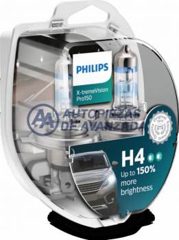 LAMPARA HALOGENA PHILIPS XTREMEVISION PRO H4 12342 XVP 12V 60/55W P43T XTREMEVISION PRO +150 LUZ (PRECIO BLISTER 2 UNIDADES) --- OEM 567028