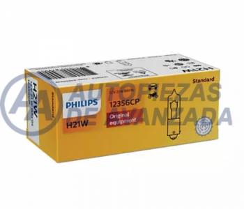 LAMPARA HALOGENA PHILIPS STANDARD H21W 12356 12V BAY9S HALOGENA (PRECIO UNIDAD CAJA 10 UNIDADES) --- OEM 87989928