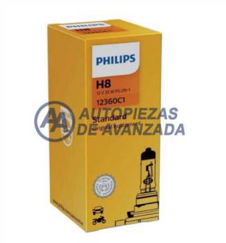 LAMPARA HALOGENA PHILIPS STANDARD H8 12360 12V 35W (PRECIO POR UNIDAD / CAJA UNIDAD) --- OEM 47582430
