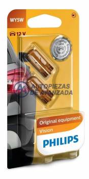 LAMPARA HALOGENA PHILIPS STANDARD WY5W 12396 NA 12V AMBAR (PRECIO BLISTER 2 UNIDADES) --- OEM 40058130