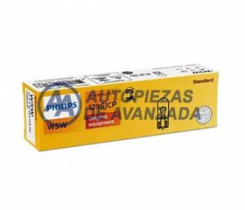 LAMPARA HALOGENA PHILIPS STANDARD W5W 12961 12V STD (PRECIO POR UNIDAD / VENTA POR CAJA 10 UNIDADES) --- OEM 49090273