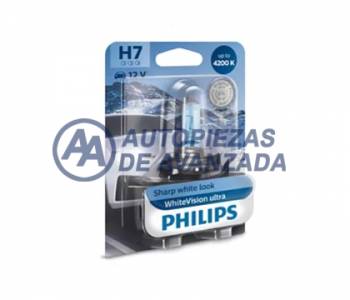 LAMPARA HALOGENA PHILIPS WHITE VISION ULTRA 4200K +60 H7 12972 12V 55W (PRECIO BLISTER UNIDAD) --- OEM 35493530