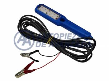 LAMPARA PORTATIL ORO LED 12 VOLTS - 12 LEDS -- PINZAS PARA CONEXI?N A BATERIA