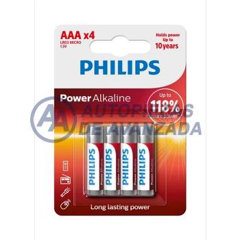 PILA ALCALINA PHILIPS AAA POWER ALKALINE (PRECIO BLISTER X4 UNIDADES)
