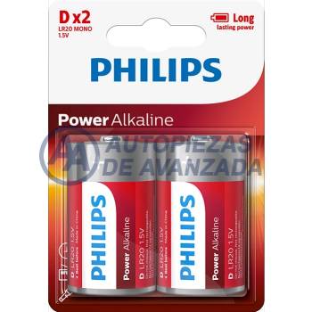 PILA ALCALINA PHILIPS D POWER ALKALINE BLISTER X2