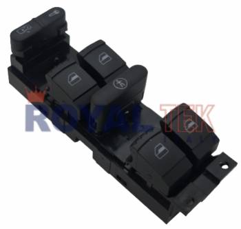 TECLA ALZACRISTALES ROYALTEK VOLKSWAGEN BORA / GOLF / PASSAT MK4 -- 9 PINES / BASTIDOR COMPLETO - RETROILUMINACION COLOR ROJA --- OEM 3BD959857 1J4959857 1J4959857D 1GD959857