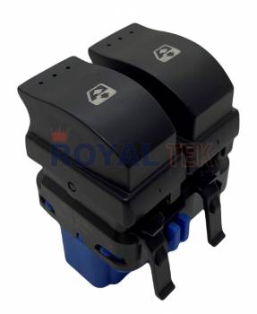 TECLA ALZACRISTALES ROYALTEK RENAULT LOGAN / SYMBOL / DUSTER -- 10 T BASE AZUL / DOBLE - RETROILUMINACION COLOR NARANJA --- OEM 8200108269