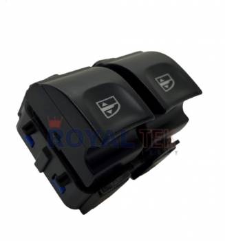 TECLA ALZACRISTALES ROYALTEK RENAULT LOGAN / SANDERO / DUSTER -- 3 PINES / DOBLE - RETROILUMINACION COLOR BLANCA --- OEM 254118044