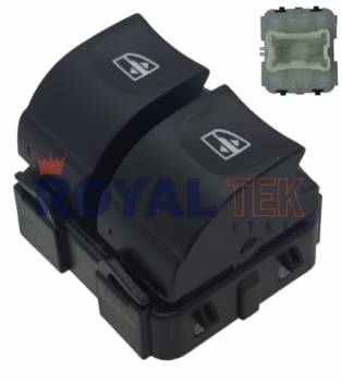 TECLA ALZACRISTALES ROYALTEK RENAULT FLUENCE 2015 / LOGAN / DUSTER / SANDERO -- 7 TERMINALES / DOBLE - RETROILUMINACION COLOR BLANCA --- OEM 254118044R