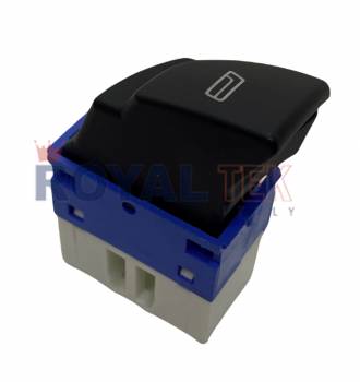 TECLA ALZACRISTALES ROYALTEK IVECO DAILY -- BASE CELESTE Y BLANCA / 6 TERMINALES LADO DERECHO / SIMPLE - RETROILUMINACION COLOR ROJA --- OEM 500321135