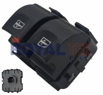 TECLA ALZACRISTALES ROYALTEK RENAULT LOGAN / SANDERO / DUSTER 2017 -- 6 PINES / DOBLE - RETROILUMINACION COLOR BLANCA --- OEM 254118032R