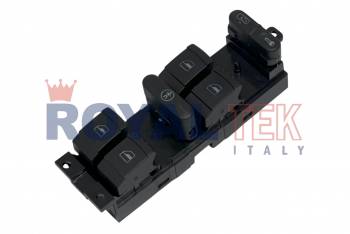 TECLA ALZACRISTALES ROYALTEK VOLKSWAGEN BORA -- FICHA CON 14 PINES / BASTIDOR COMPLETO CON CIERRE CENTRALIZADO Y BLOQUEO DE CRISTALES - RETROILUMINACION COLOR ROJA --- OEM 1GD959857