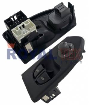 TECLA ALZACRISTALES ROYALTEK FIAT DUCATO / PEUGEOT BOXER / CITROEN JUMPER -- 12 + 8 PINES / BASTIDOR COMPLETO CON COMANDO DE ESPEJOS - RETROILUMINACION COLOR ROJA --- OEM 735315619