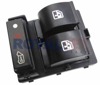 TECLA ALZACRISTALES ROYALTEK FIAT DOBLO / DUCATO -- PEUGEOT BOXER -- TECLA DOBLE CON BLOQUEO DE PUERTAS / FICHA 8 PINES - RETROILUMINACION COLOR NARANJA --- OEM 7354217140 735487419 6490X8