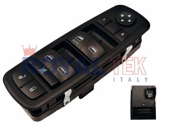 TECLA ALZACRISTALES ROYALTEK DODGE JOURNEY 2009/2013 / BASTIDOR COMPLETO SIN FUNCION ESPEJO REBATIBLE - FICHAS DE 13 + 8 PINES   - RETROILUMINACION COLOR AZUL --- OEM 4602632AG 68084001AB 68084001AC 68084001AD