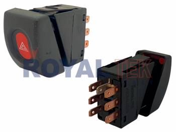 TECLA BALIZA ROYALTEK CHEVROLET CORSA -- FICHA 7 PINES SIN ALARMA / COLOR GRIS ---