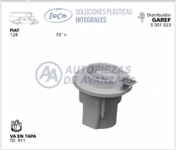 ROTOR DISTRIBUIDOR TECA FIAT 128 - DISTRIBUIDORES GAREF 3001023 - USA TAPA TD911